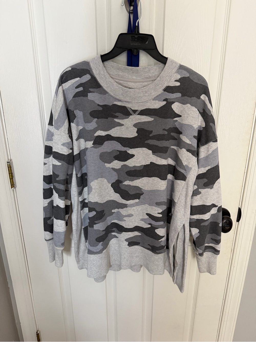 Women’s Gray Camo Crewneck Sweater